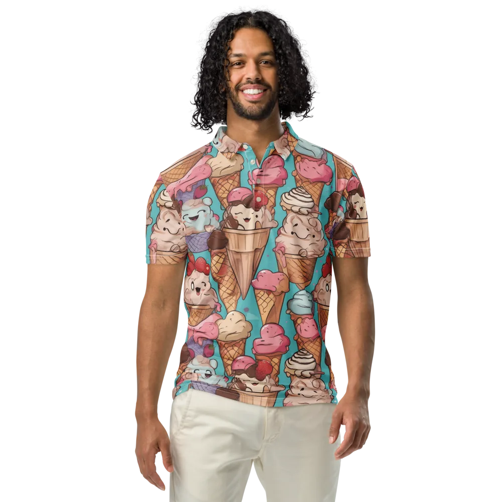 Scoops in Bloom on Men's Slim Fit Polo Shirt — Front