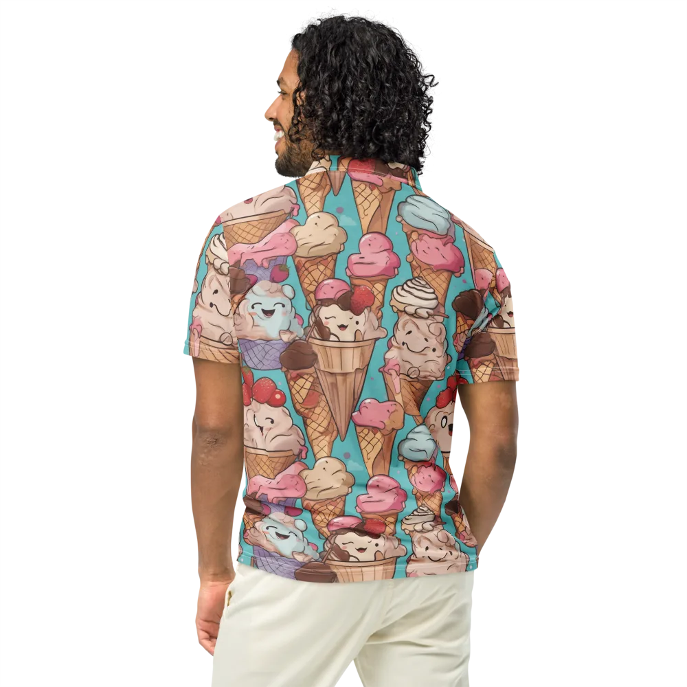 Scoops in Bloom on Men's Slim Fit Polo Shirt — Back