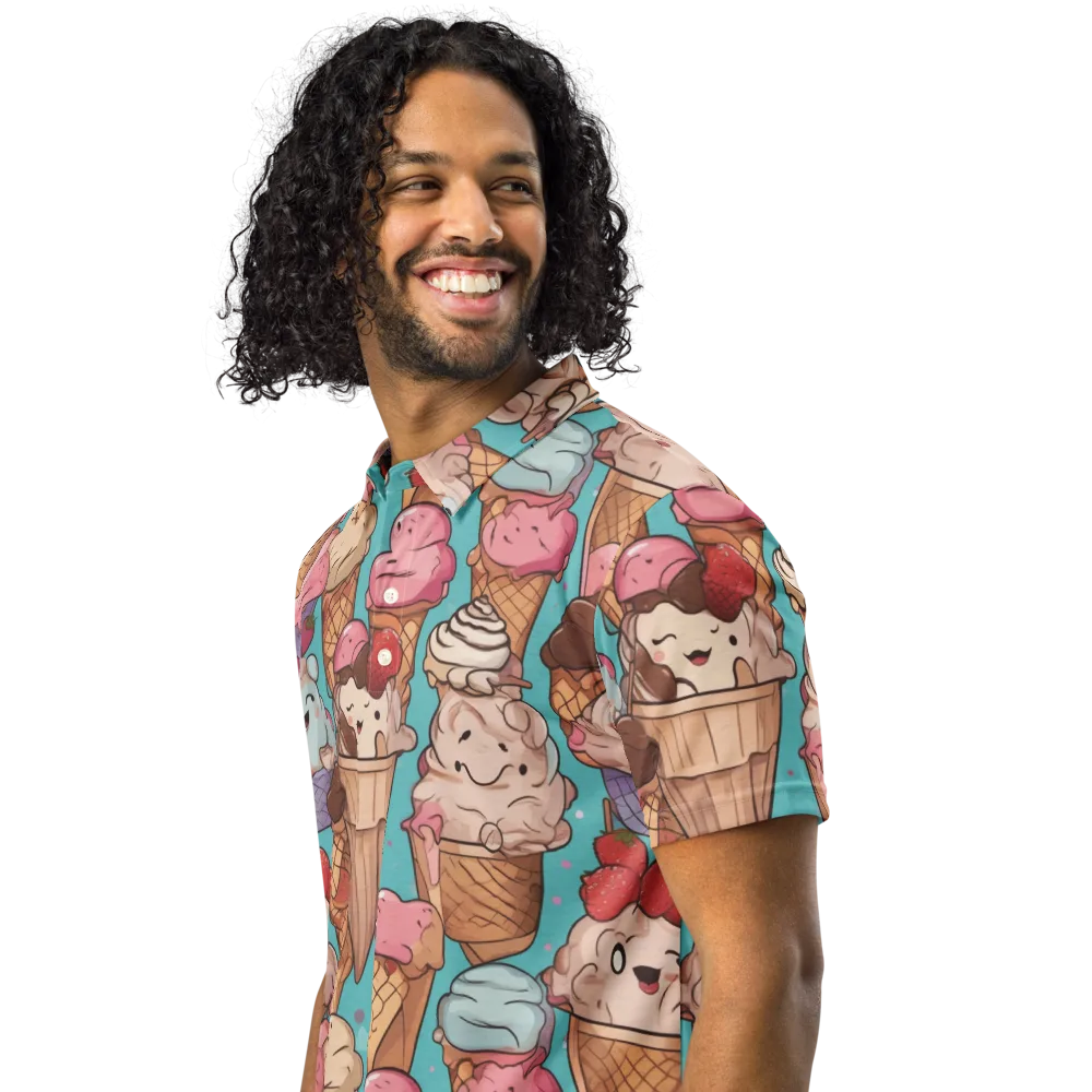 Scoops in Bloom on Men's Slim Fit Polo Shirt — Left Front