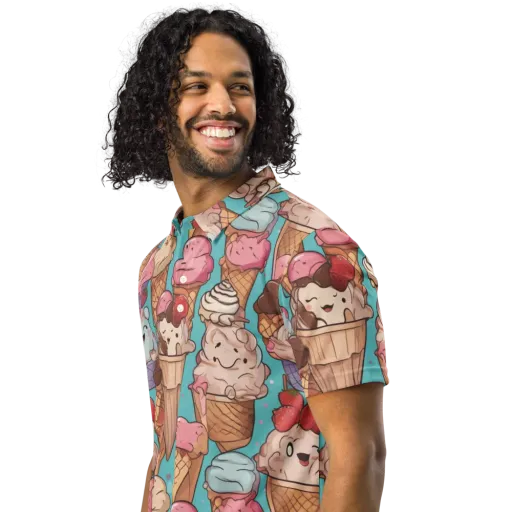 Scoops in Bloom on a Men's Slim Fit Polo Shirt