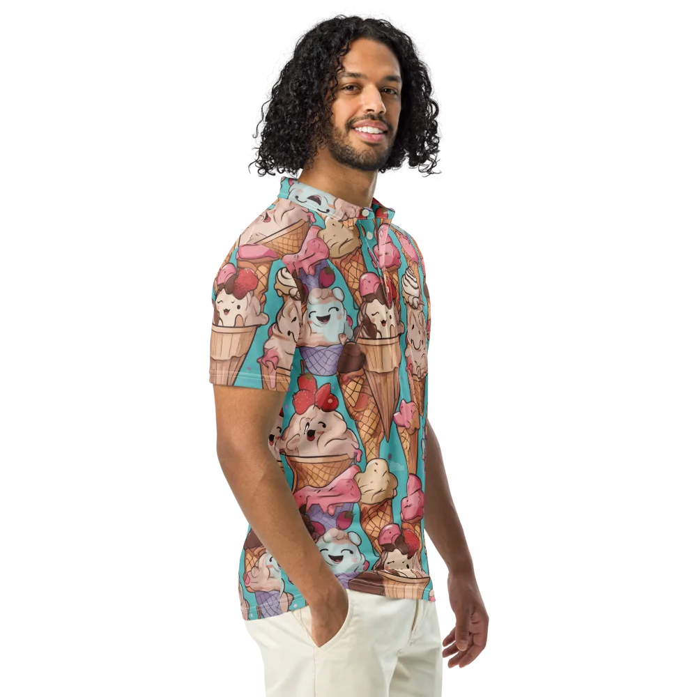 Scoops in Bloom on Men's Slim Fit Polo Shirt — Right Front
