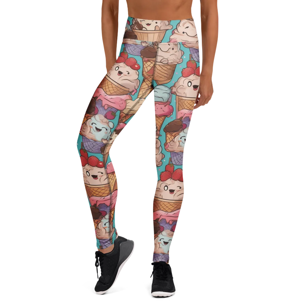 Scoops in Bloom on Yoga Leggings — Front