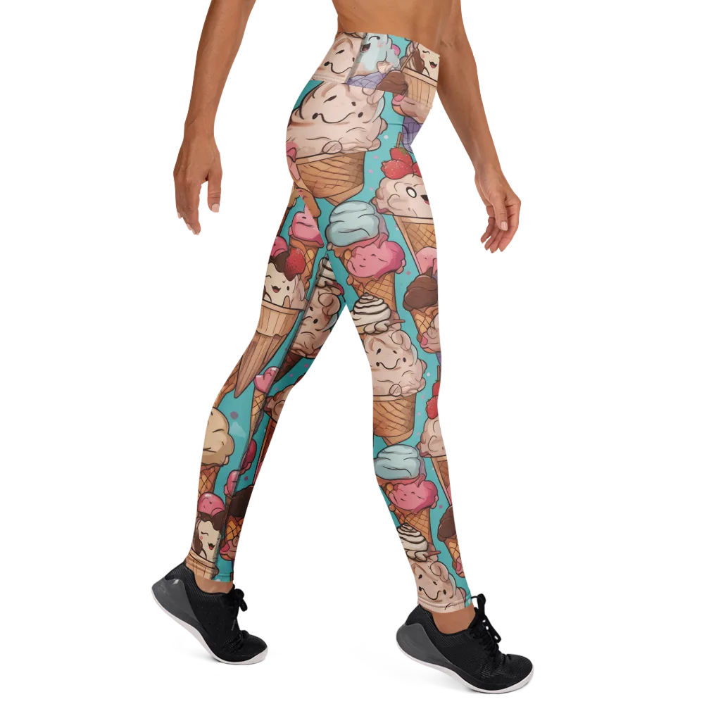 Scoops in Bloom on Yoga Leggings — Right