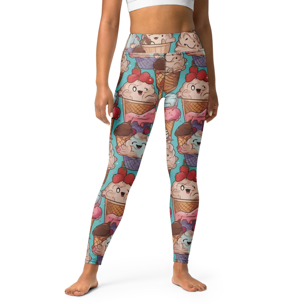 Scoops in Bloom on Yoga Leggings — Front