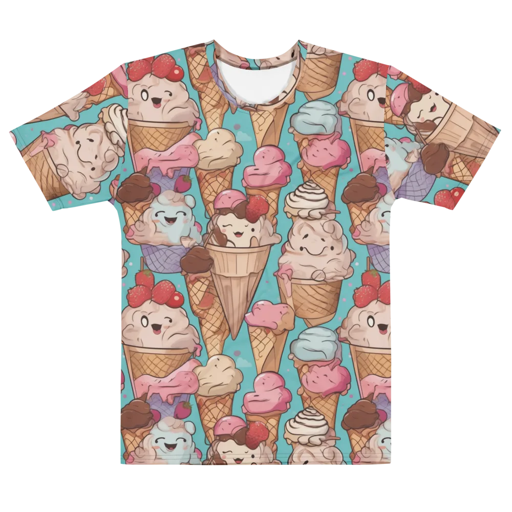Scoops in Bloom on Men's Cotton Crew Neck T-Shirt — Front