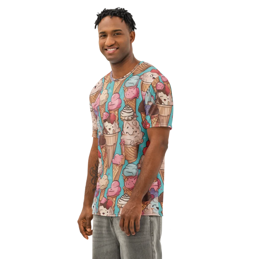 Scoops in Bloom on Men's Cotton Crew Neck T-Shirt — Left Front