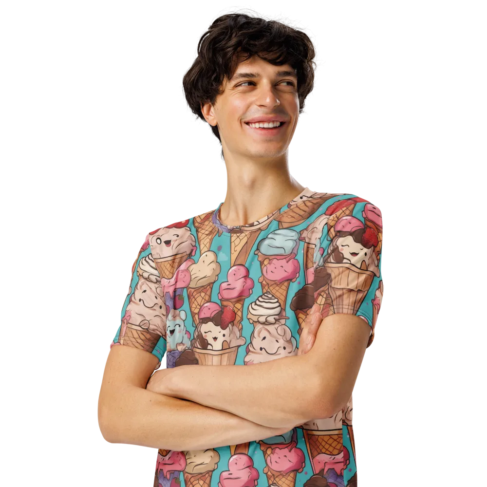 Scoops in Bloom on Men's Crew Neck T-Shirt — Left Front