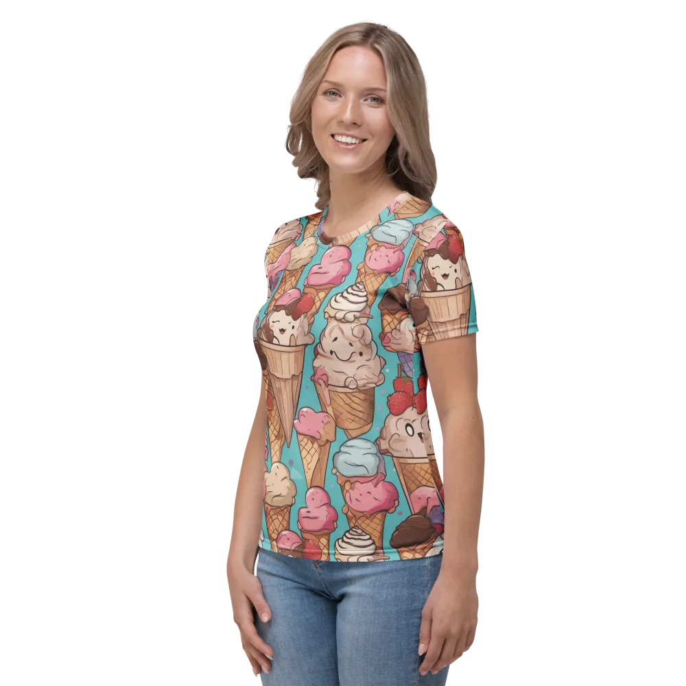 Scoops in Bloom on Women's Crew Neck T-Shirt — Left
