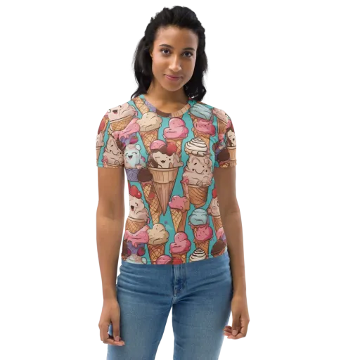 Scoops in Bloom on a Women's Crew Neck T-Shirt