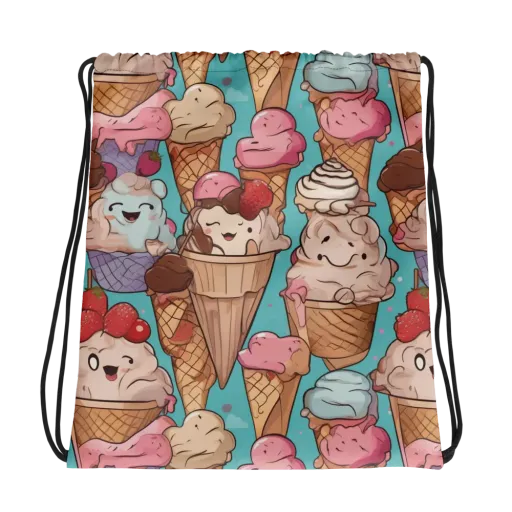 Scoops in Bloom on a Drawstring Bag
