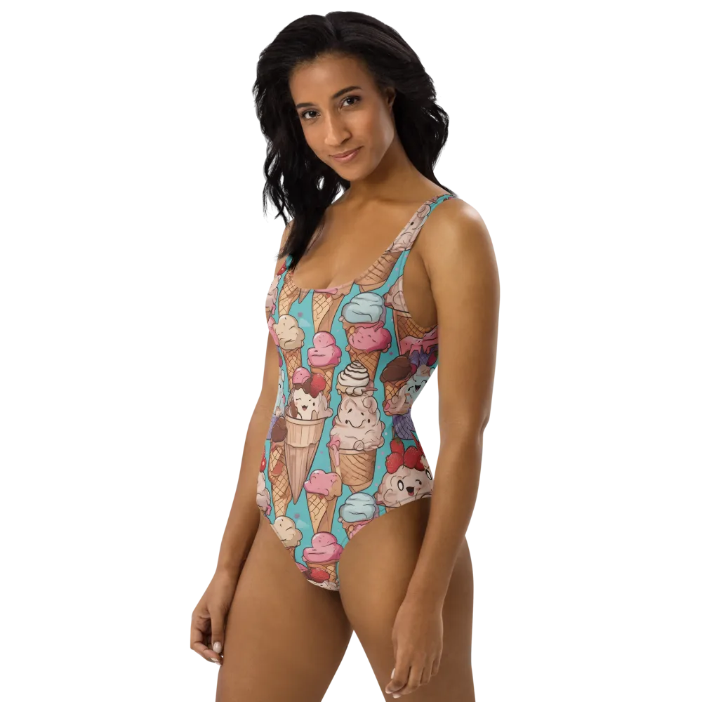 Scoops in Bloom on One-Piece Swimsuit — Left