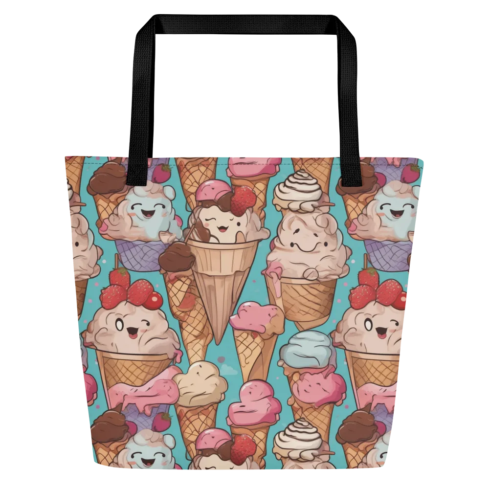 Scoops in Bloom on Large Tote Bag W/ Pocket — Front