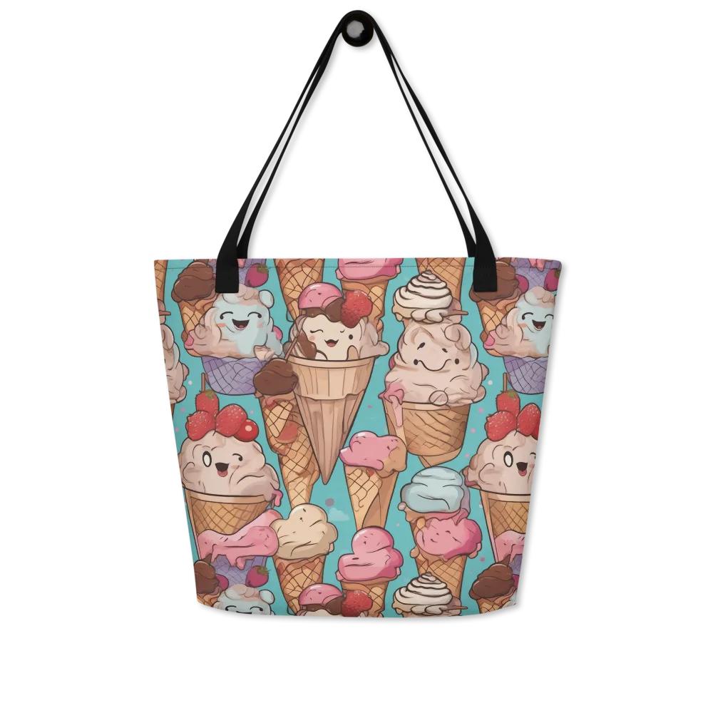 Scoops in Bloom on Large Tote Bag W/ Pocket — Front