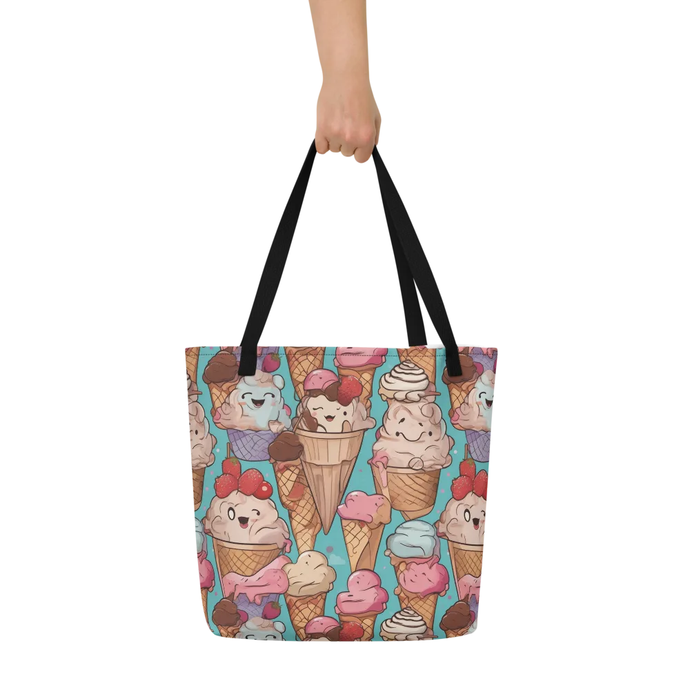 Scoops in Bloom on Large Tote Bag W/ Pocket — Front