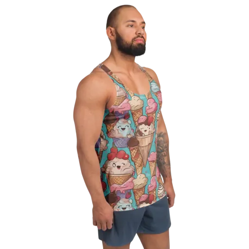 Scoops in Bloom on a Men's Tank Top