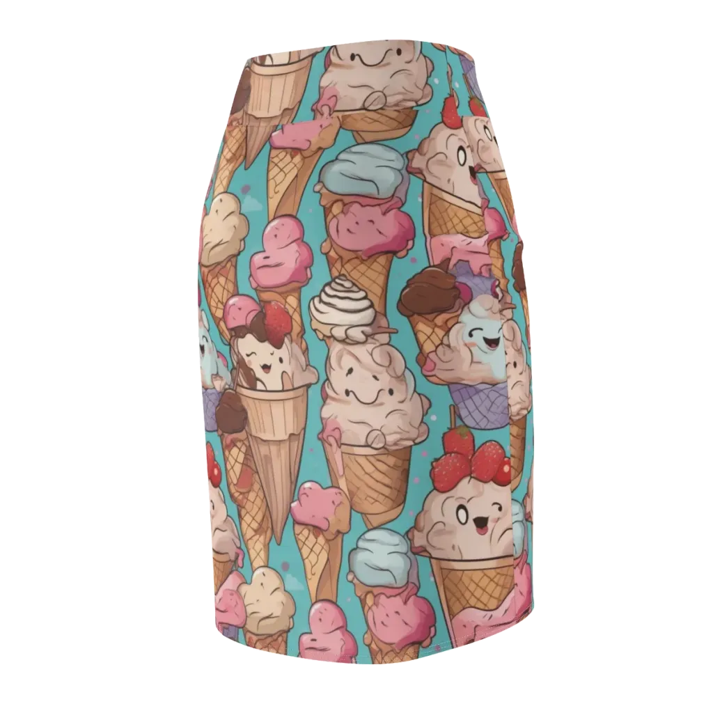 Scoops in Bloom on Pencil Skirt — Back Side