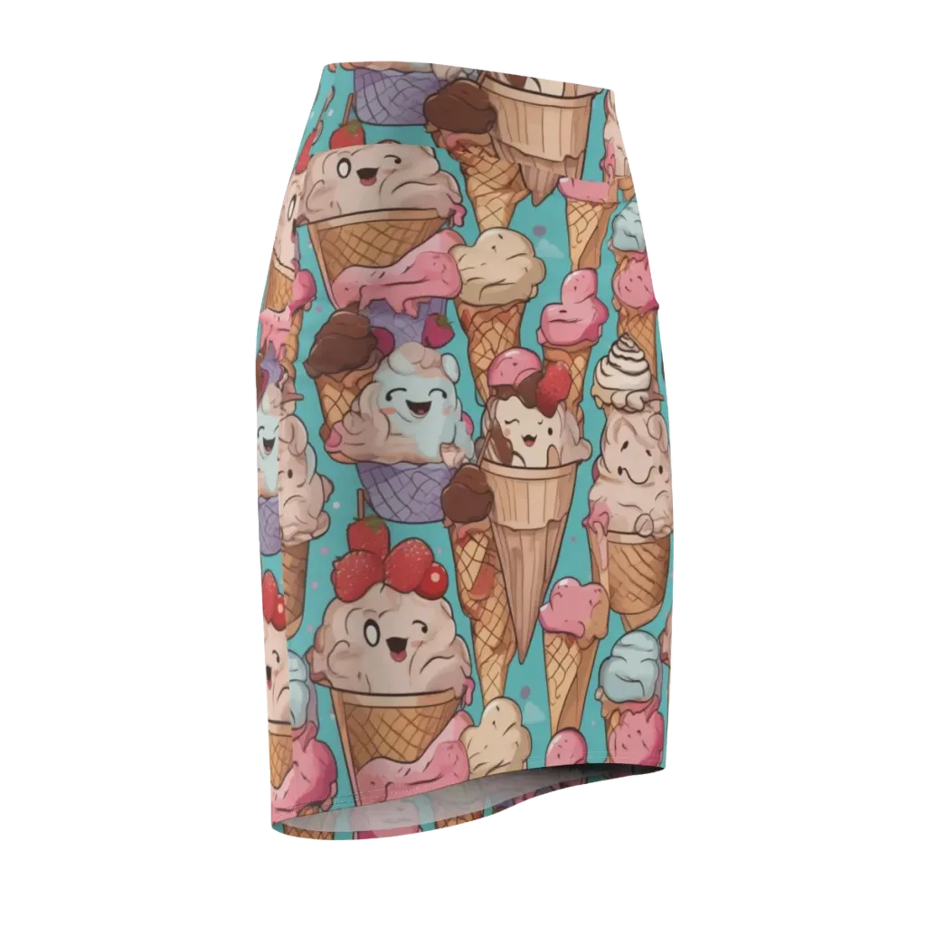 Scoops in Bloom on Pencil Skirt — Front Side