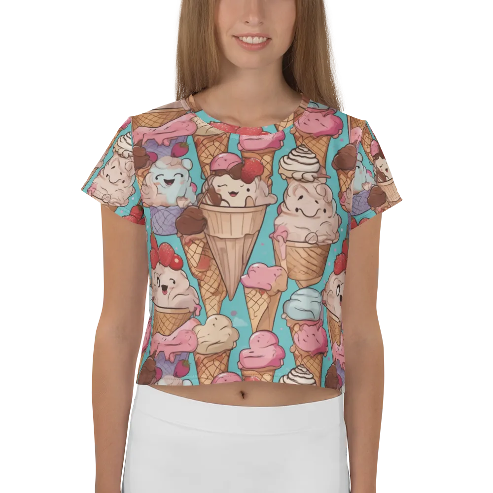 Scoops in Bloom on Crop Tee — Front