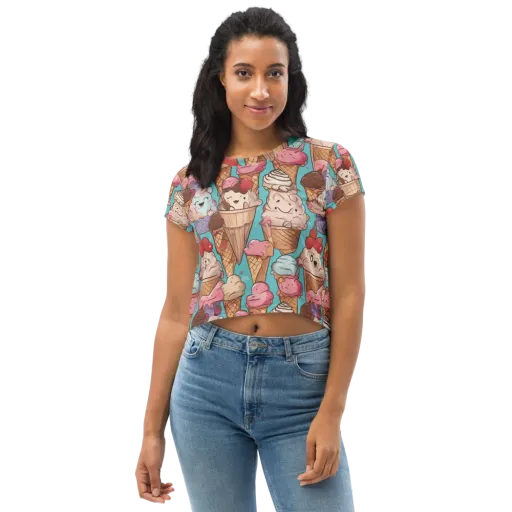 Scoops in Bloom on a Crop Tee