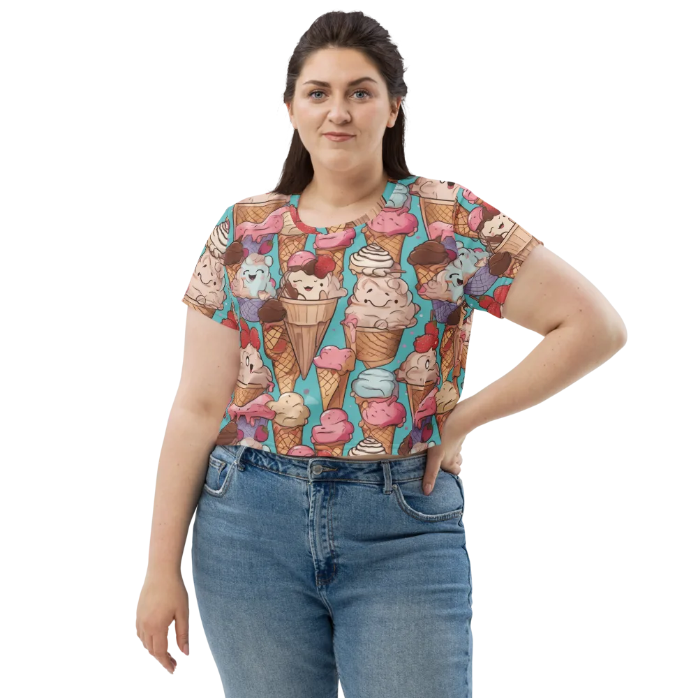 Scoops in Bloom on Crop Tee — Front