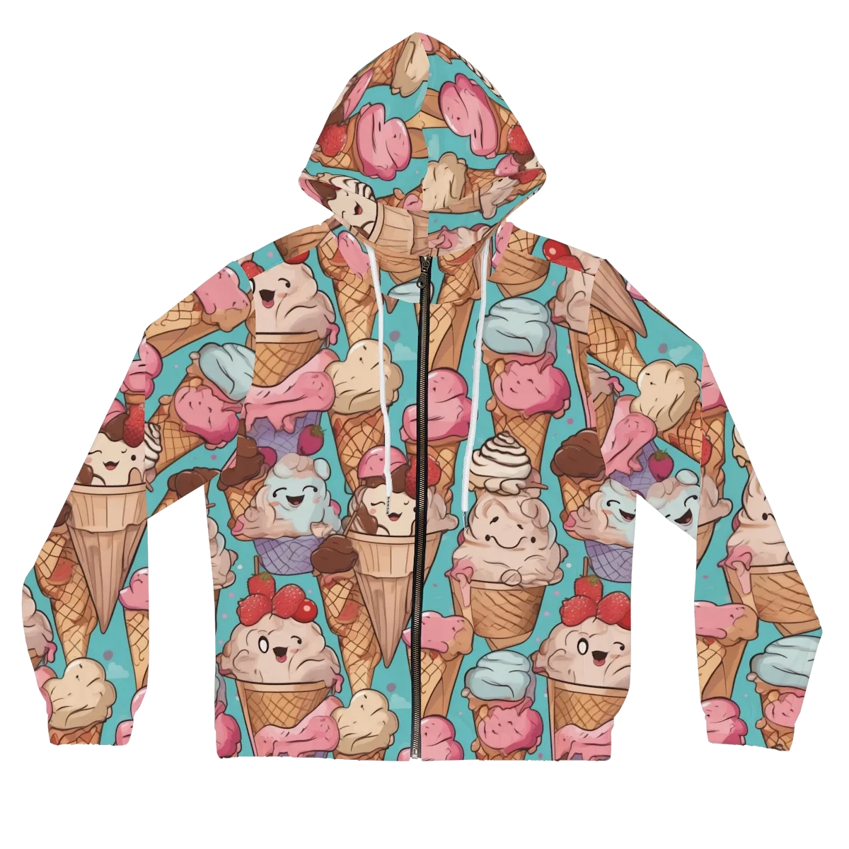 Scoops in Bloom on Women's Full-Zip Hoodie — Front