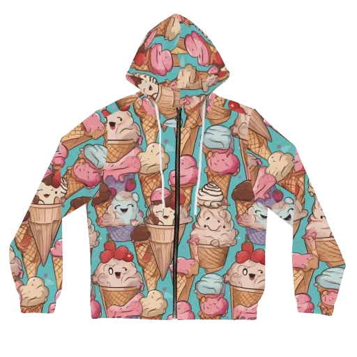Scoops in Bloom on a Women's Full-Zip Hoodie