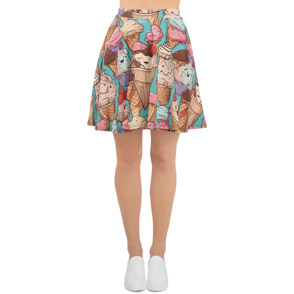 Scoops in Bloom on Skater Skirt — Front