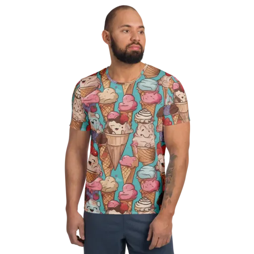 Scoops in Bloom on a Men's Athletic T-Shirt