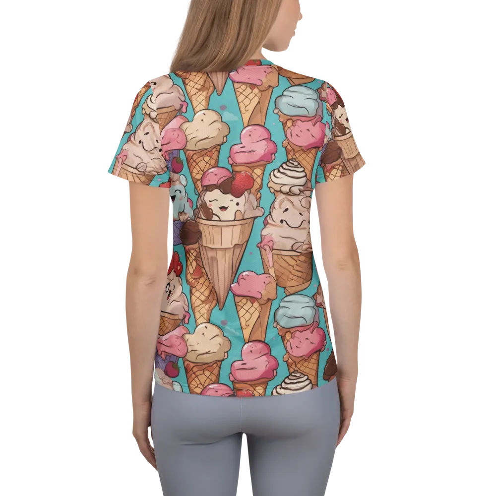 Scoops in Bloom on Women's Athletic T-Shirt — Back