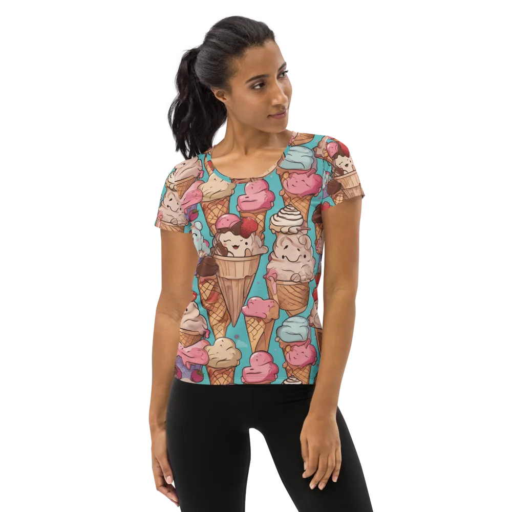Scoops in Bloom on Women's Athletic T-Shirt — Front