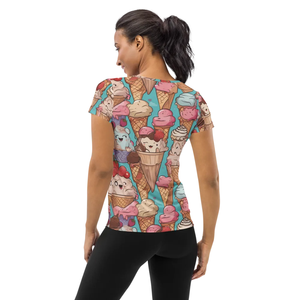 Scoops in Bloom on Women's Athletic T-Shirt — Back