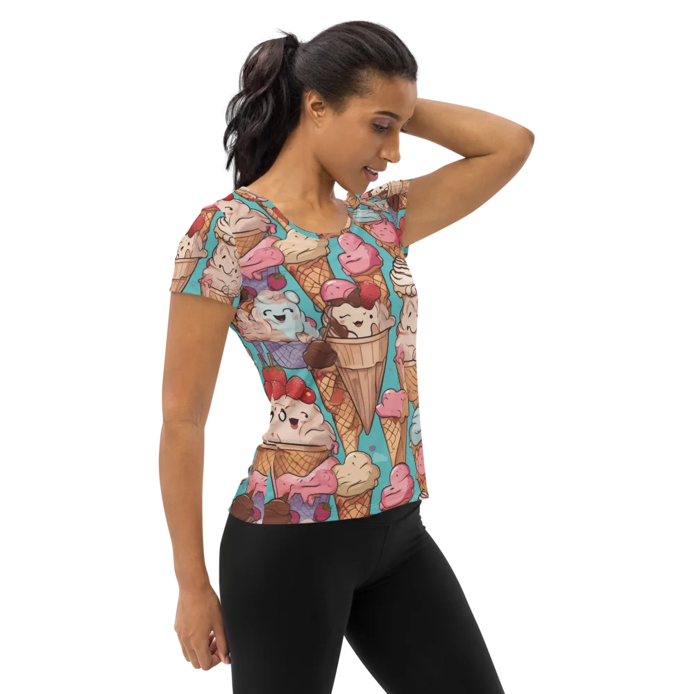 Scoops in Bloom on Women's Athletic T-Shirt — Right