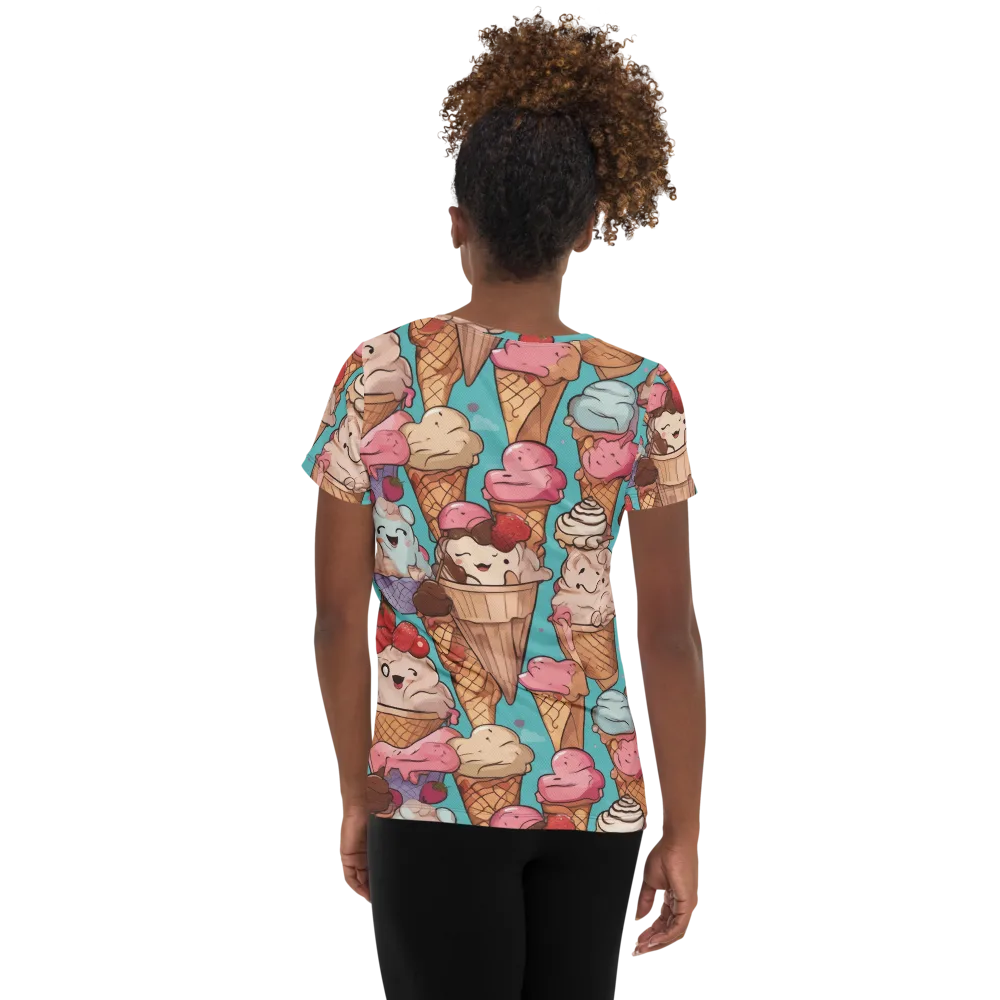 Scoops in Bloom on Women's Athletic T-Shirt — Back