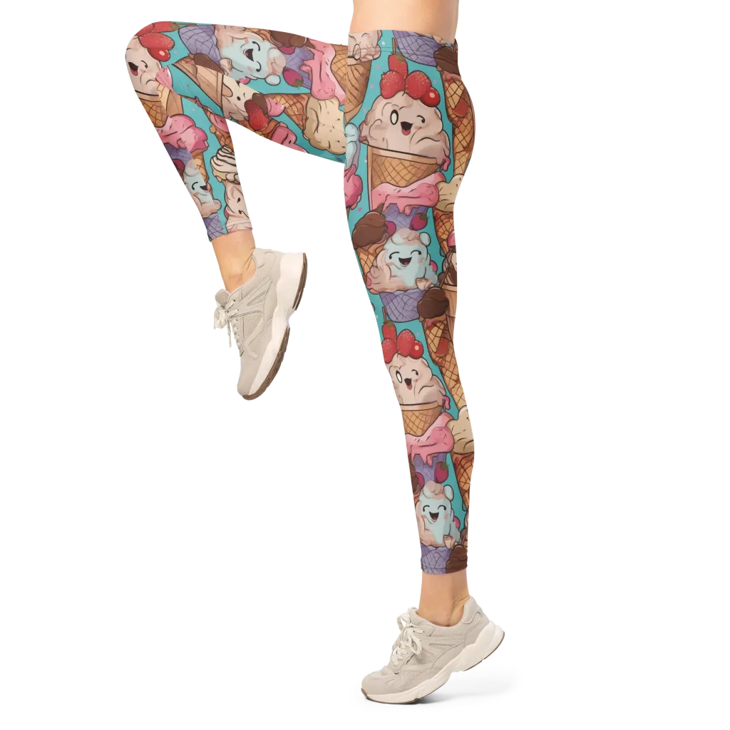 Scoops in Bloom on Leggings — Left