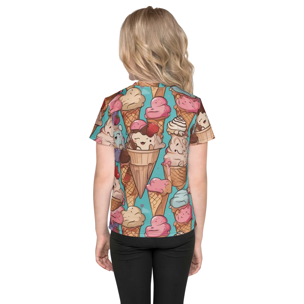 Scoops in Bloom on Kids Crew Neck T-Shirt — Back