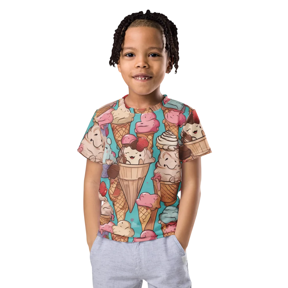 Scoops in Bloom on Kids Crew Neck T-Shirt — Front