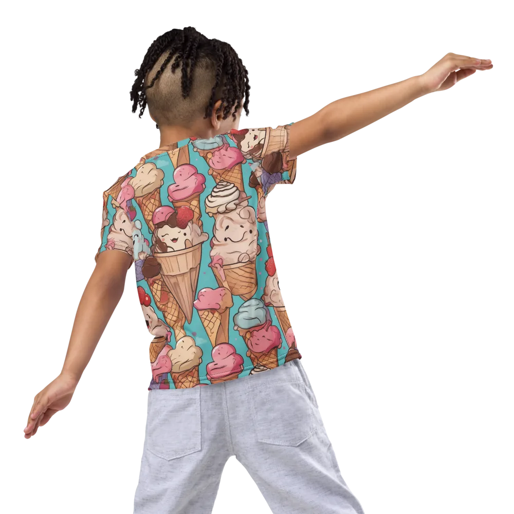 Scoops in Bloom on Kids Crew Neck T-Shirt — Back