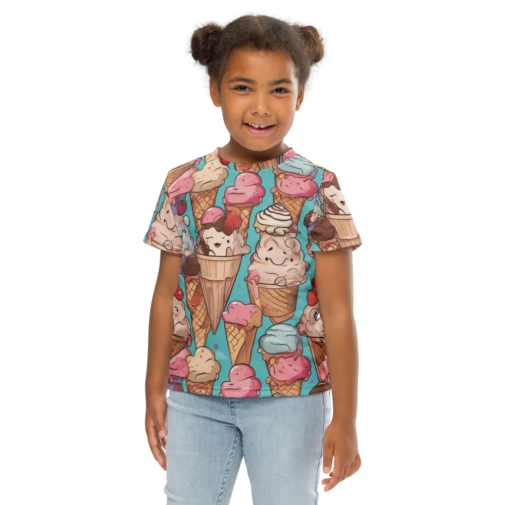 Scoops in Bloom on Kids Crew Neck T-Shirt — Front