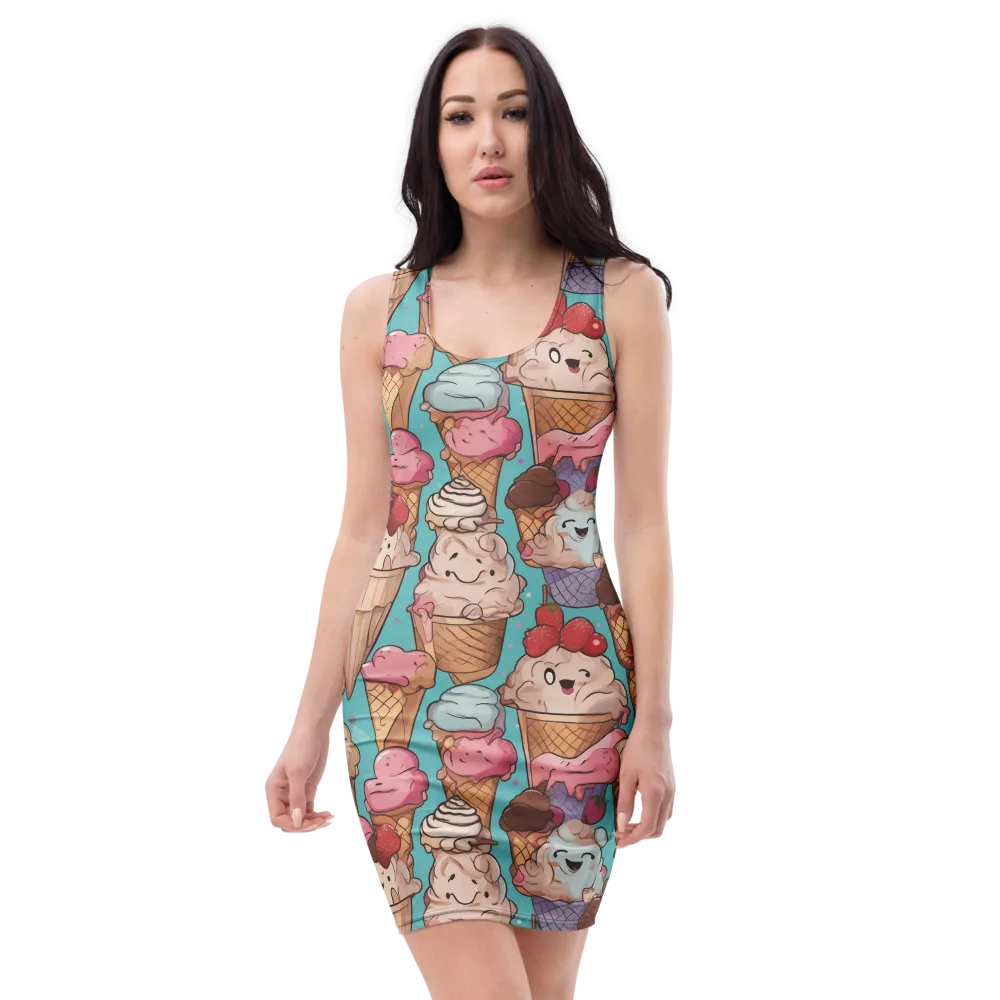Scoops in Bloom on Bodycon Dress — Front