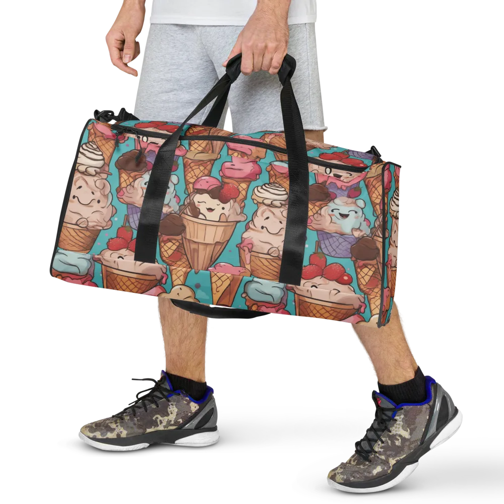 Scoops in Bloom on Duffle Bag — Front