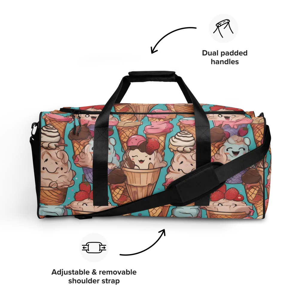 Scoops in Bloom on Duffle Bag — Front