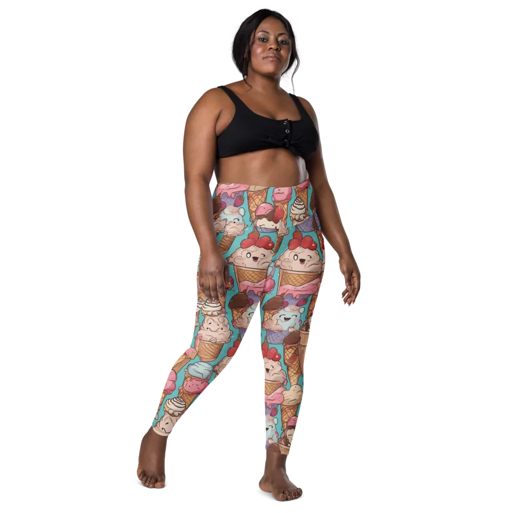 Scoops in Bloom on Leggings with Pockets — Front