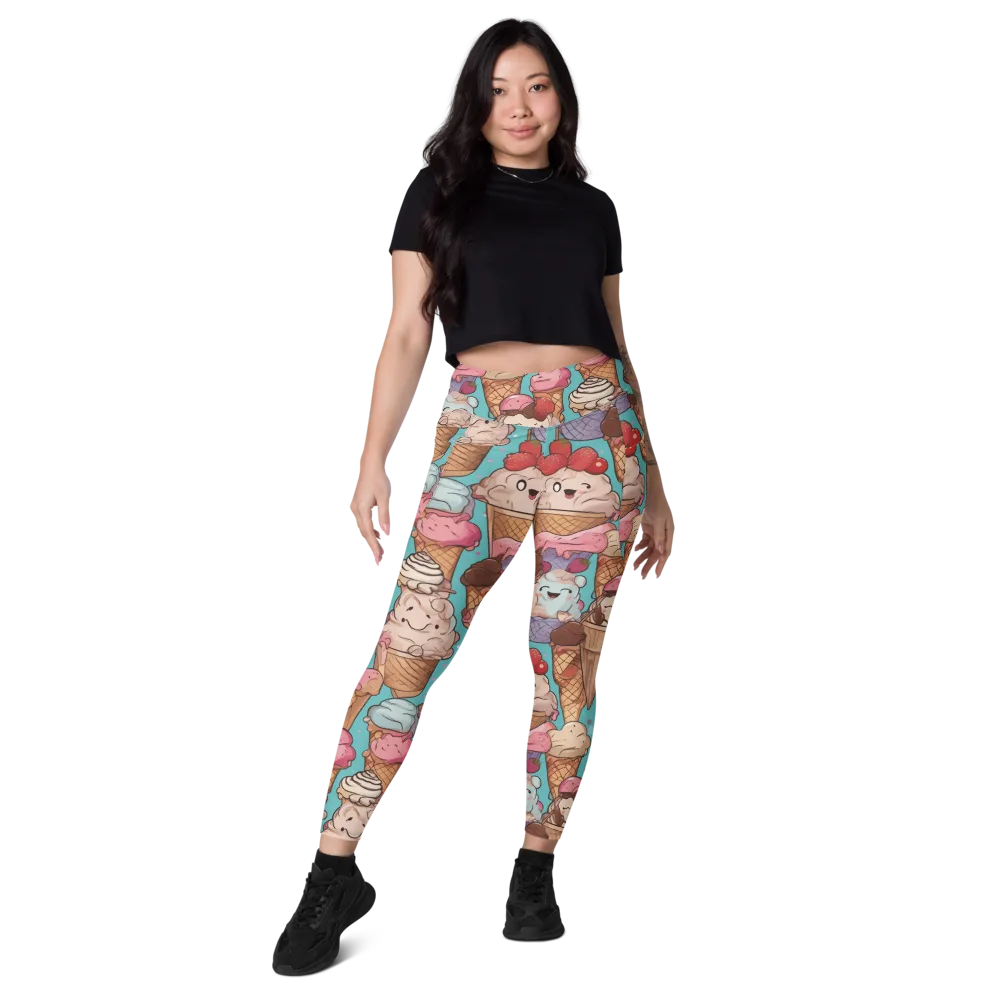 Scoops in Bloom on Leggings with Pockets — Front