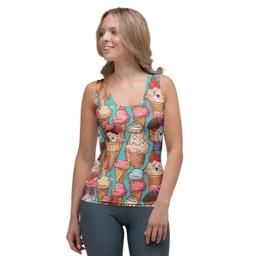 Scoops in Bloom on a Women's Tank Top