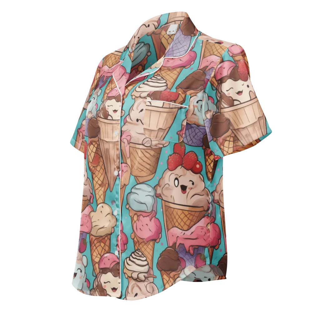 Scoops in Bloom on Women's Short Sleeve Pajama Top — Left Front