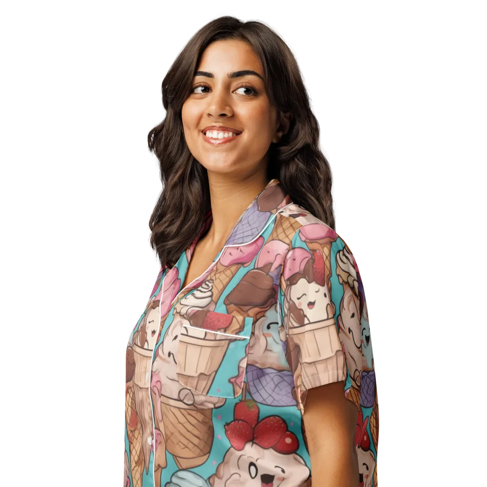 Scoops in Bloom on Women's Short Sleeve Pajama Top — Left Front