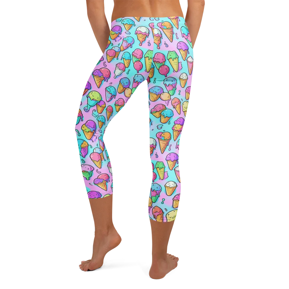 Neon Sundae on Capri Leggings — Back