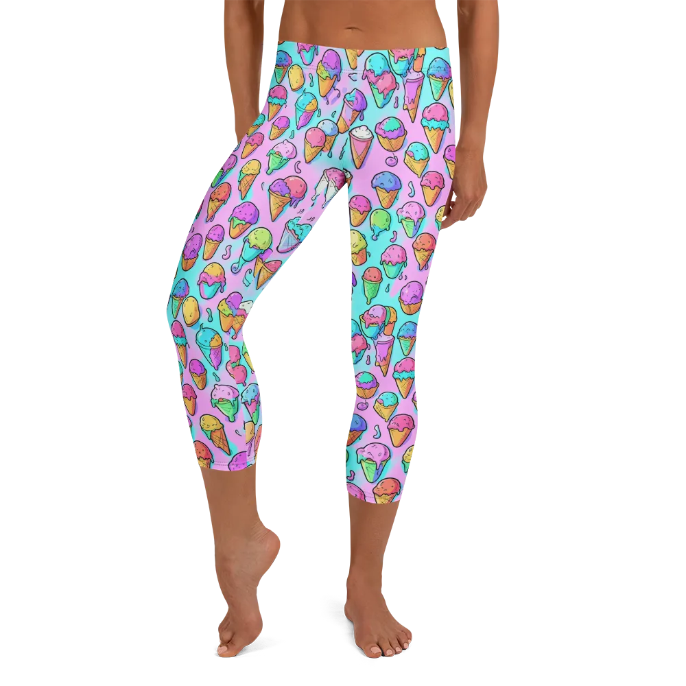 Neon Sundae on Capri Leggings — Front