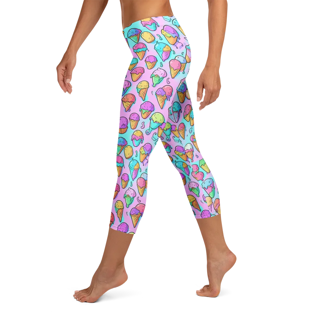 Neon Sundae on Capri Leggings — Left