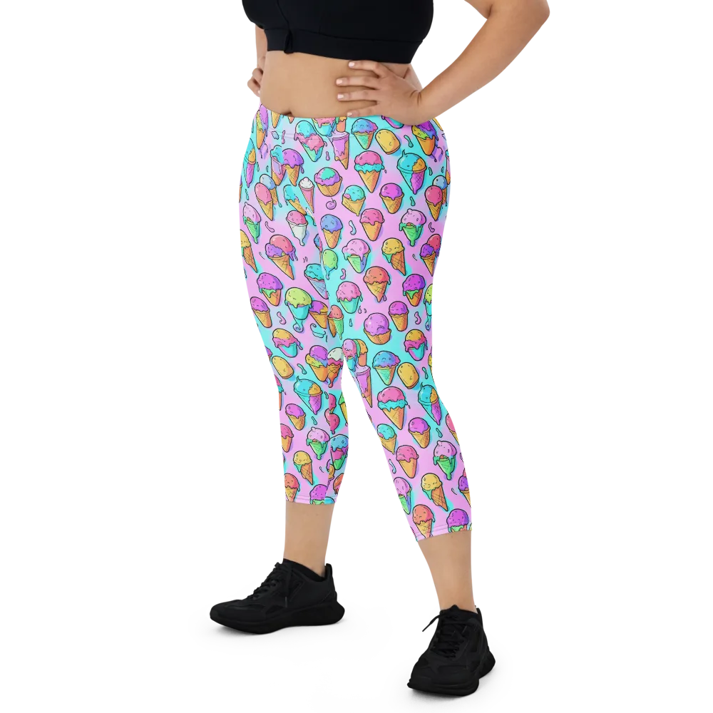 Neon Sundae on Capri Leggings — Front